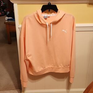 Puma Women's Peach Orange Pullover Hoodie Sweatshirt Size L